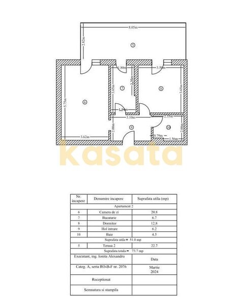 Mihai Bravu, apartament 2 camere 2024, lux, mobilat, 74 mp, terasa 22 mp.